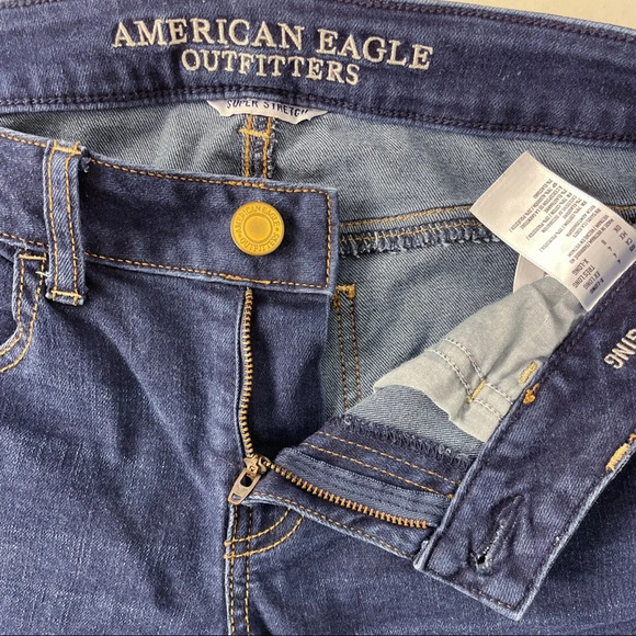 American Eagle Women’s Jeggings Super Stretch Dark Blue Jeans Sz 4 X-Long - Picture 5 of 10